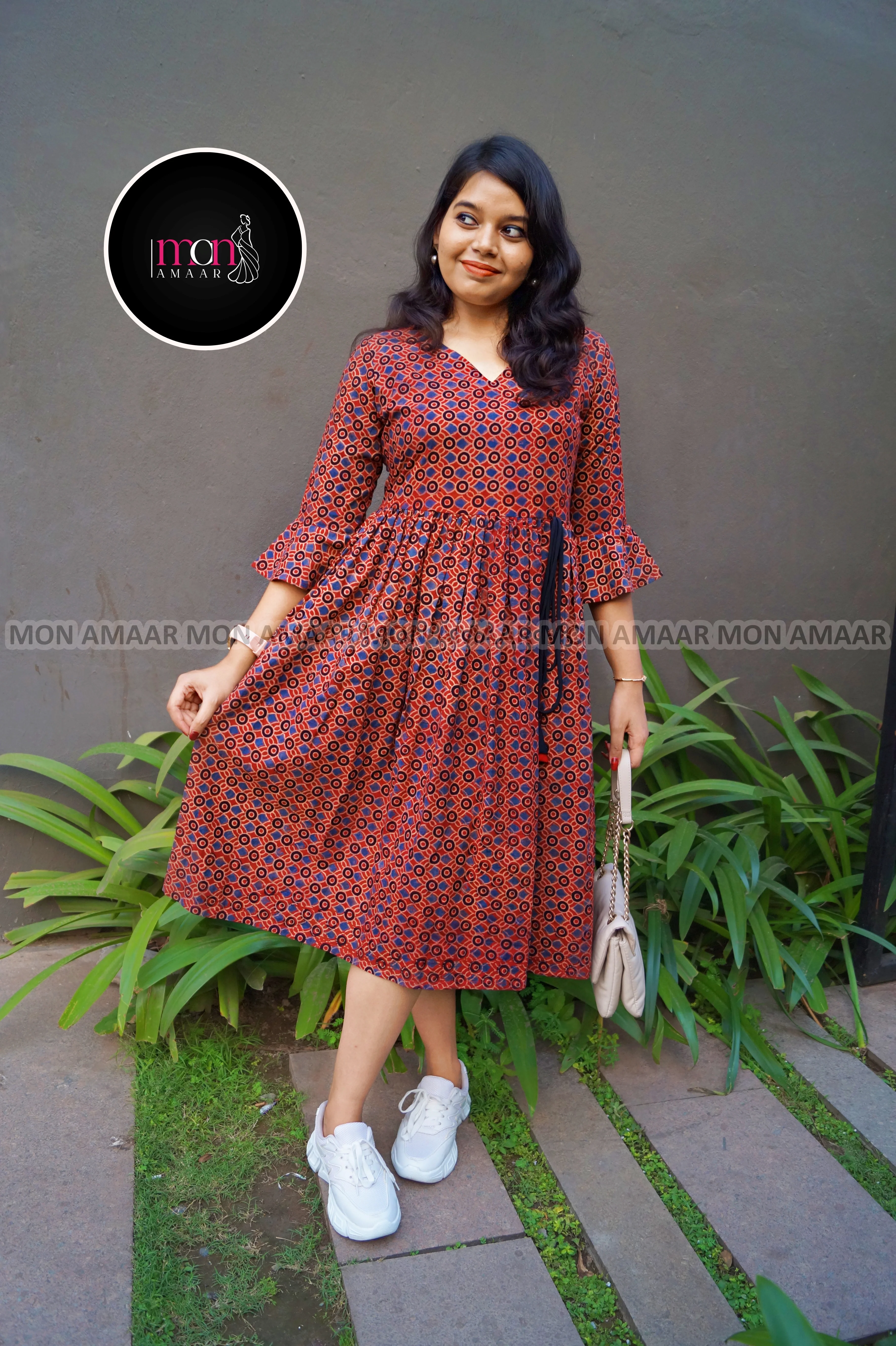 Ajrakh Jadu- Pure Handblock Handloom Long Cotton Dress - Image 4