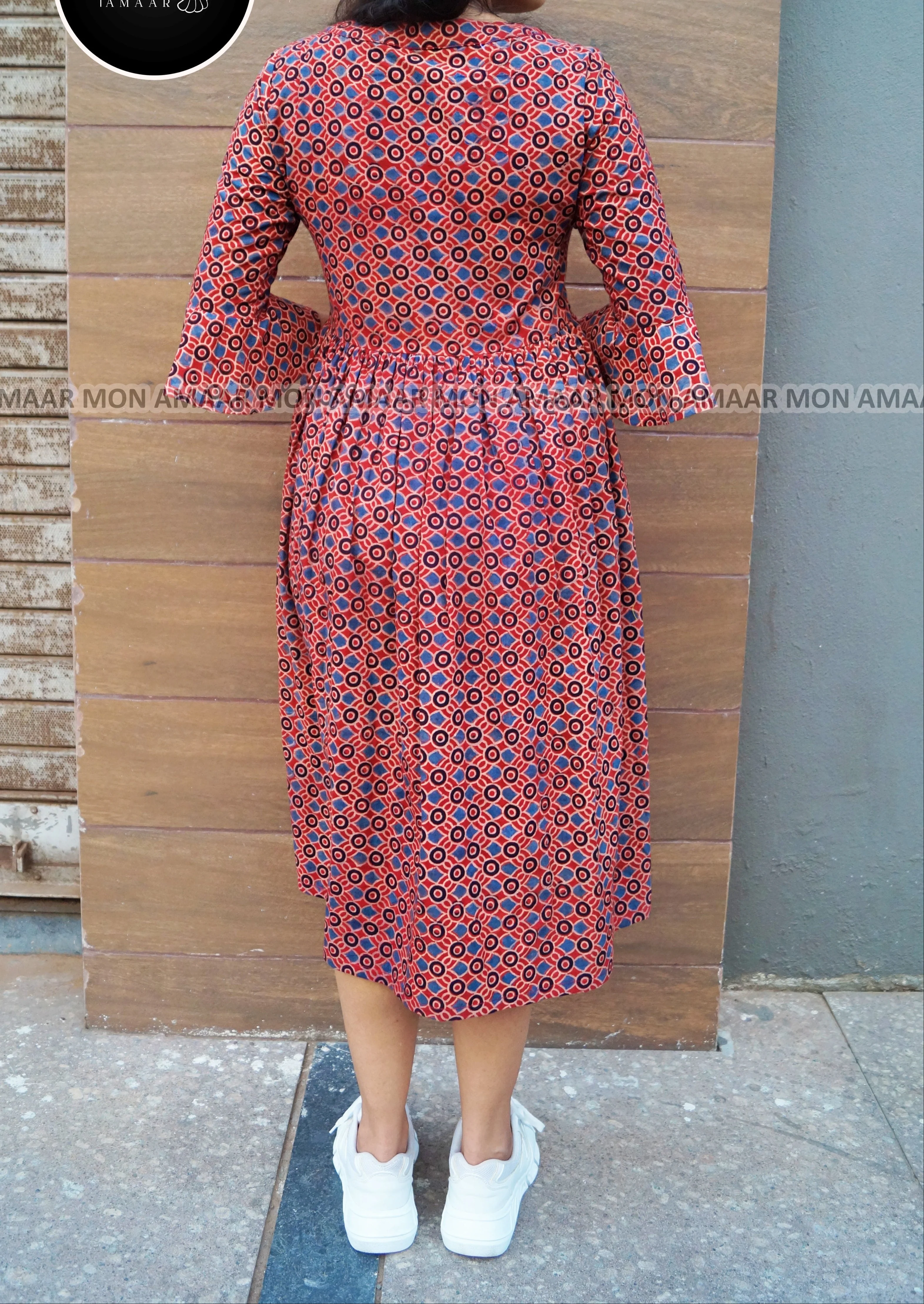 Ajrakh Jadu- Pure Handblock Handloom Long Cotton Dress - Image 6