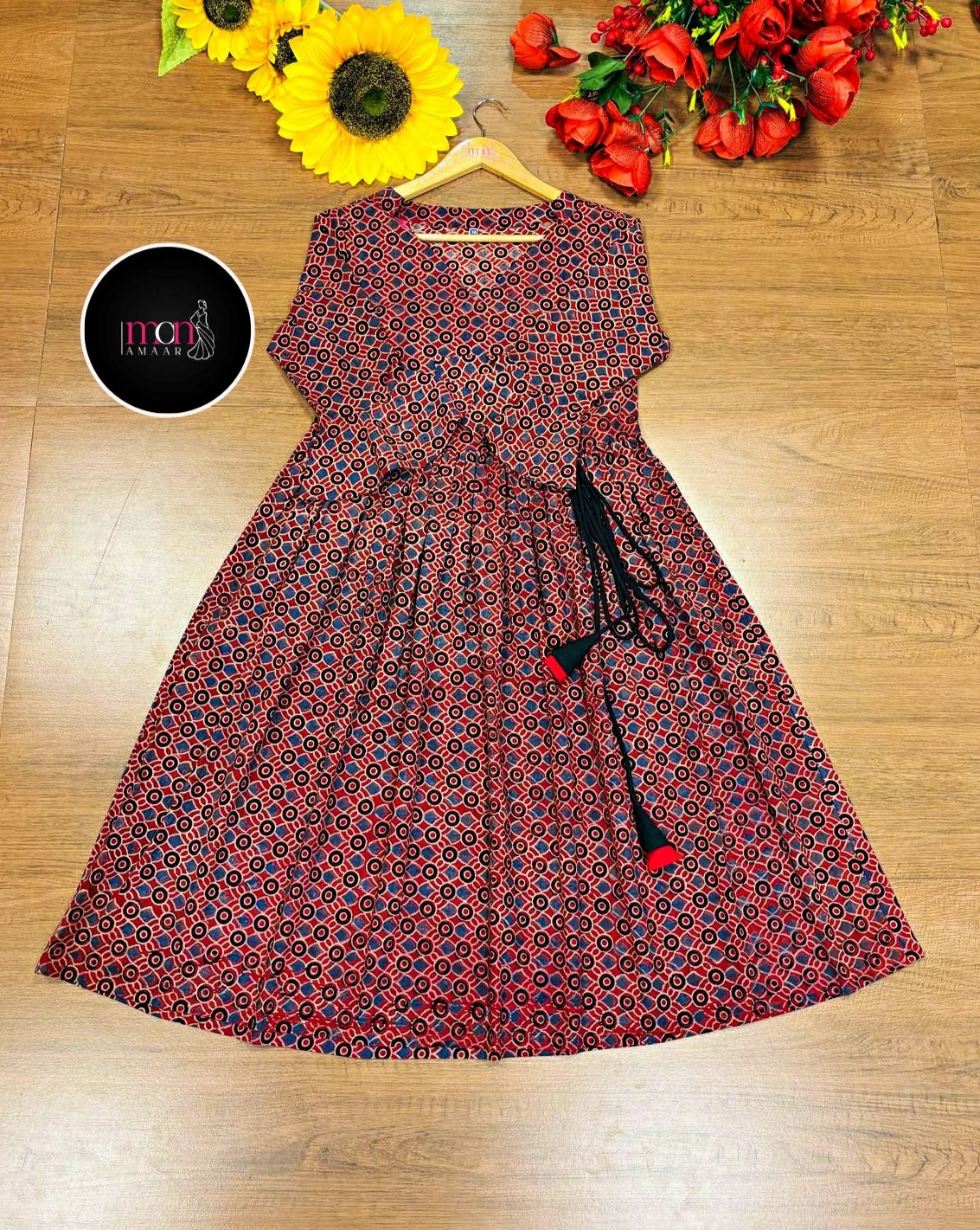 Ajrakh Jadu- Pure Handblock Handloom Long Cotton Dress - Image 7