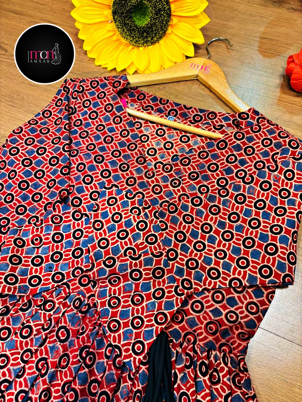 Ajrakh Jadu- Pure Handblock Handloom Long Cotton Dress - Image 9