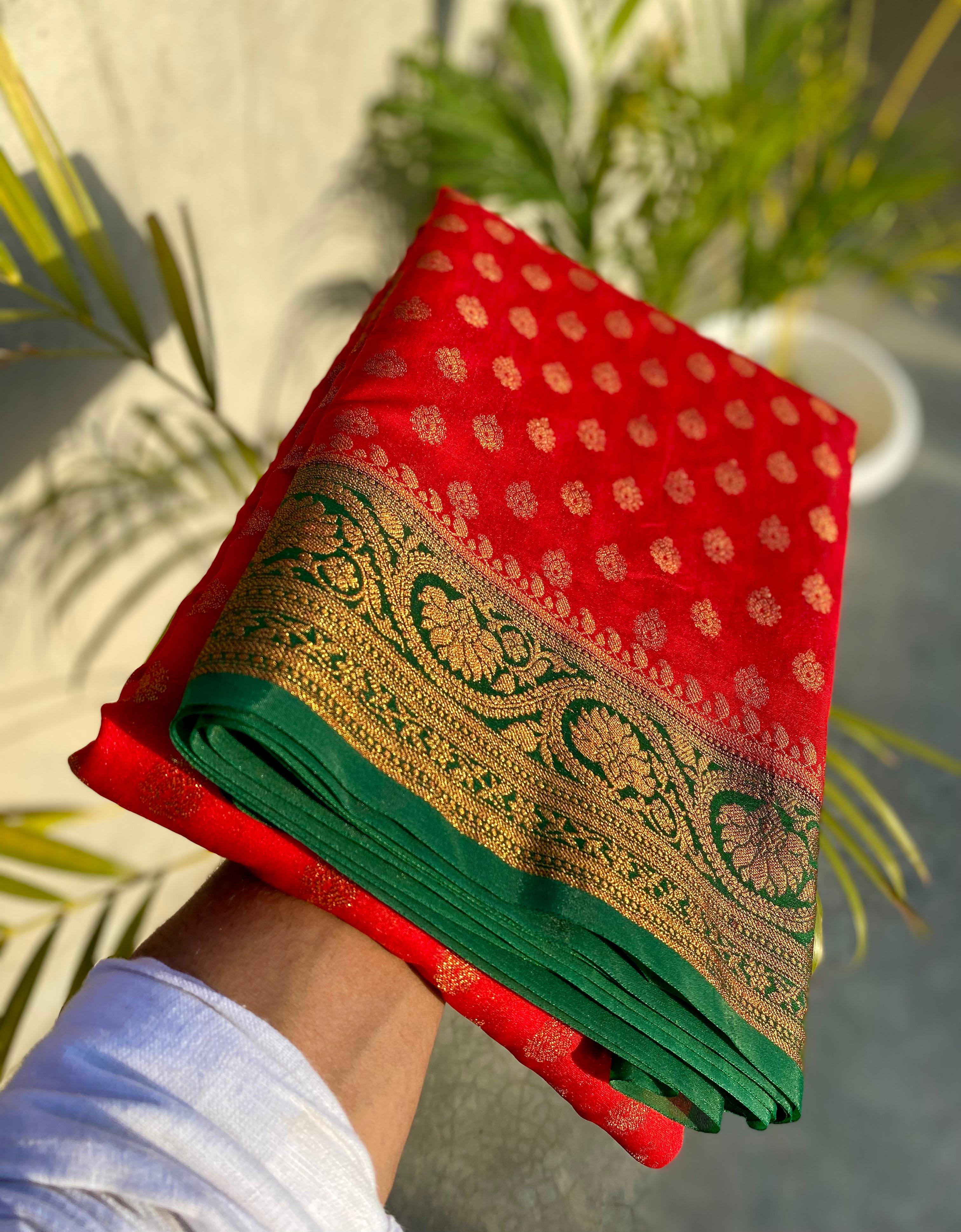 Women In Saree(Banarasi Semi Georgette Soft Silk ) - Image 4