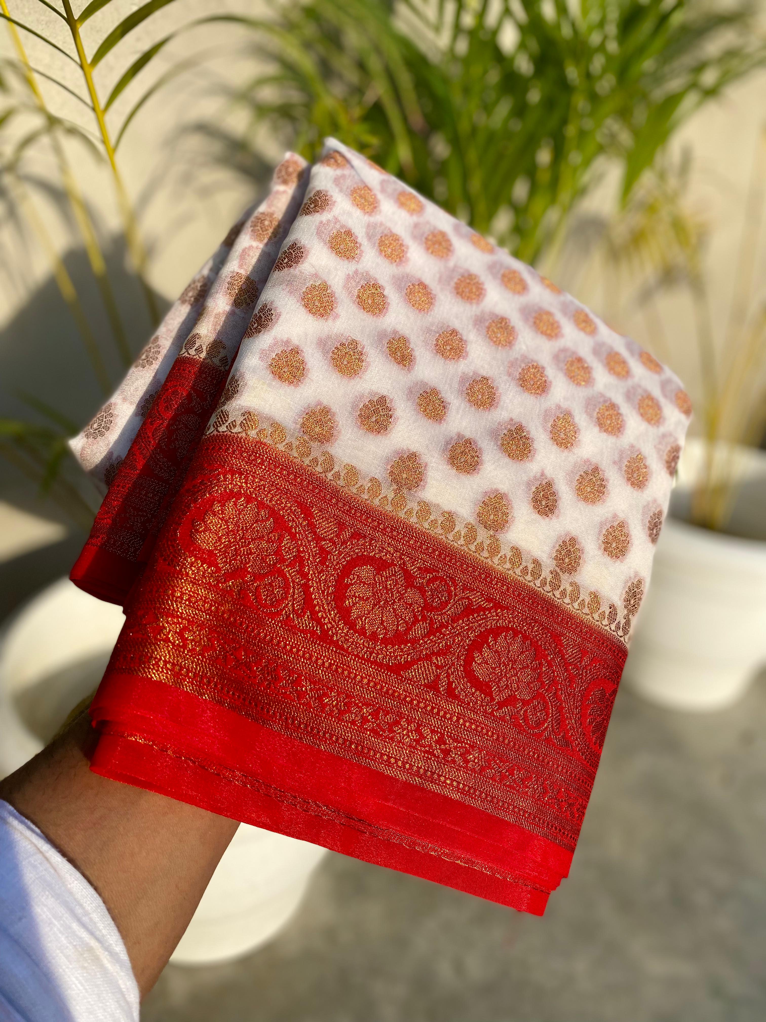 Women In Saree(Banarasi Semi Georgette Soft Silk ) - Image 6