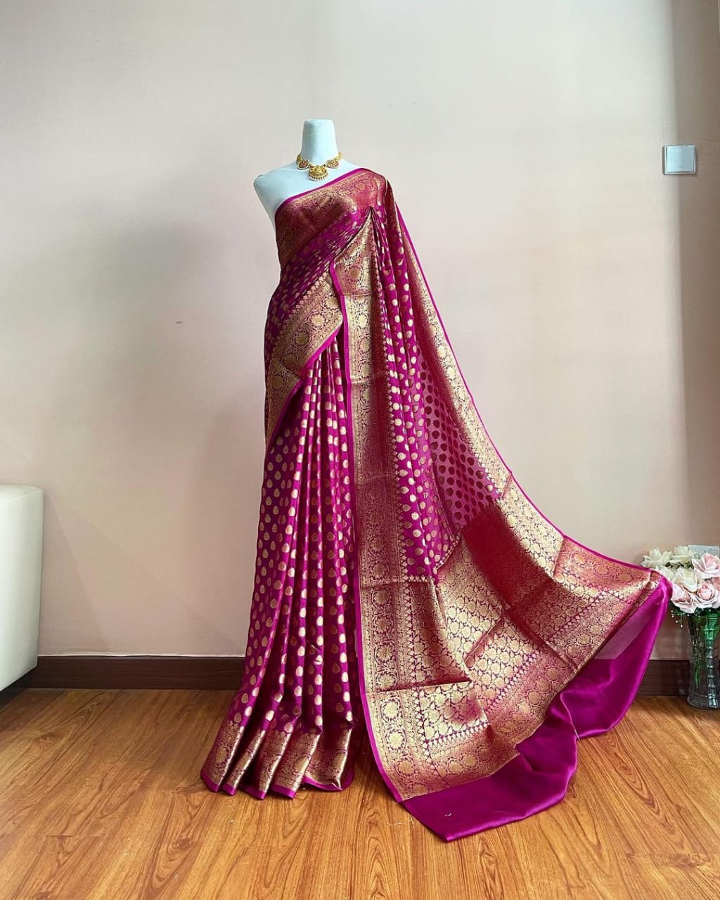 Banarasi Semi Georgette Soft Silk Saree - Image 12