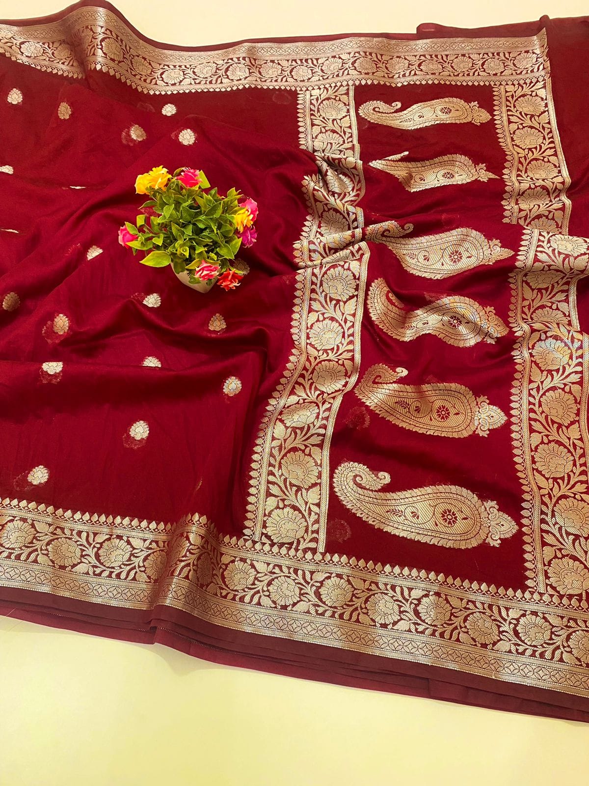 Banarasi Semi Georgette Soft Silk  Saree - Image 6