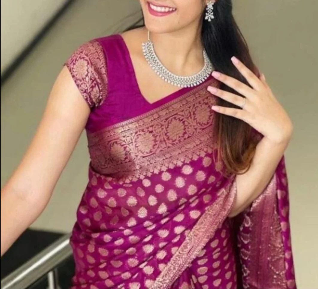 Banarasi Semi Georgette Soft Silk Saree - Image 16