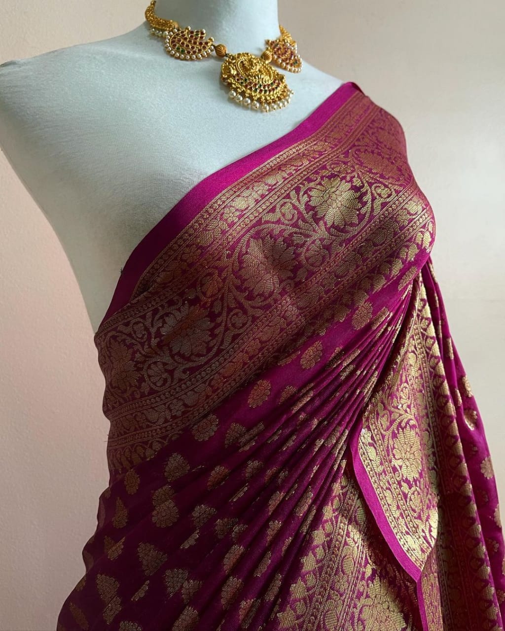 Banarasi Semi Georgette Soft Silk Saree - Image 4
