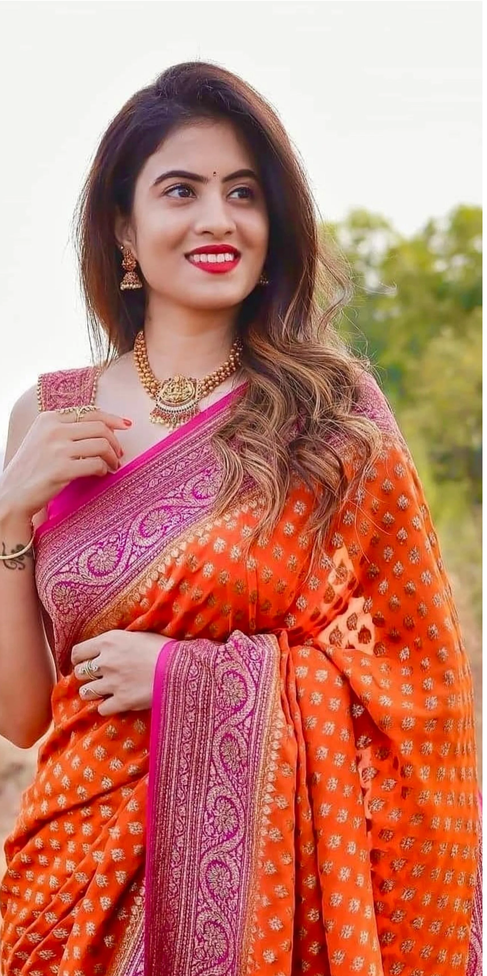 Women In Saree(Banarasi Semi Georgette Soft Silk ) - Image 3