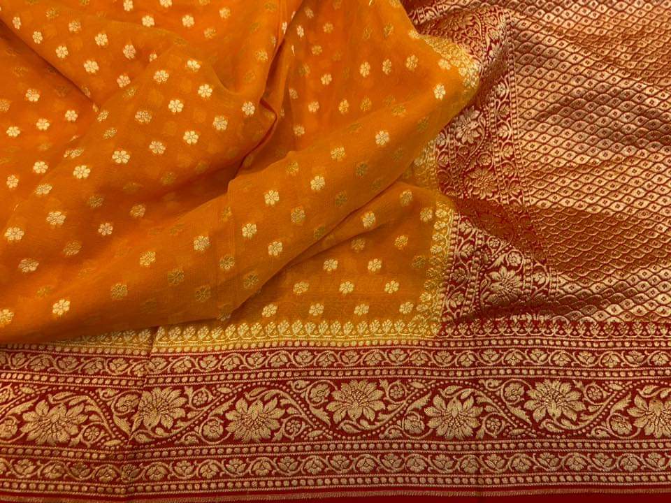 Banarasi Semi Georgette Soft Silk  Saree - Image 3