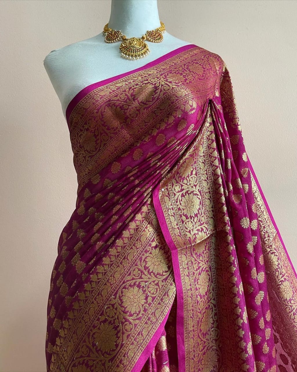 Banarasi Semi Georgette Soft Silk Saree - Image 7