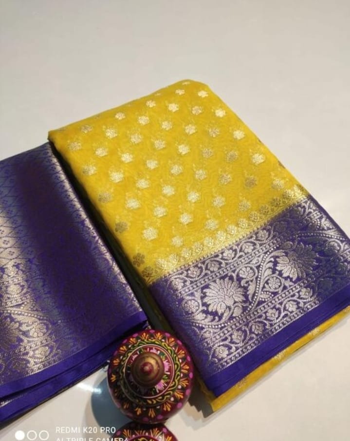 Banarasi Semi Georgette Soft Silk  Saree - Image 4