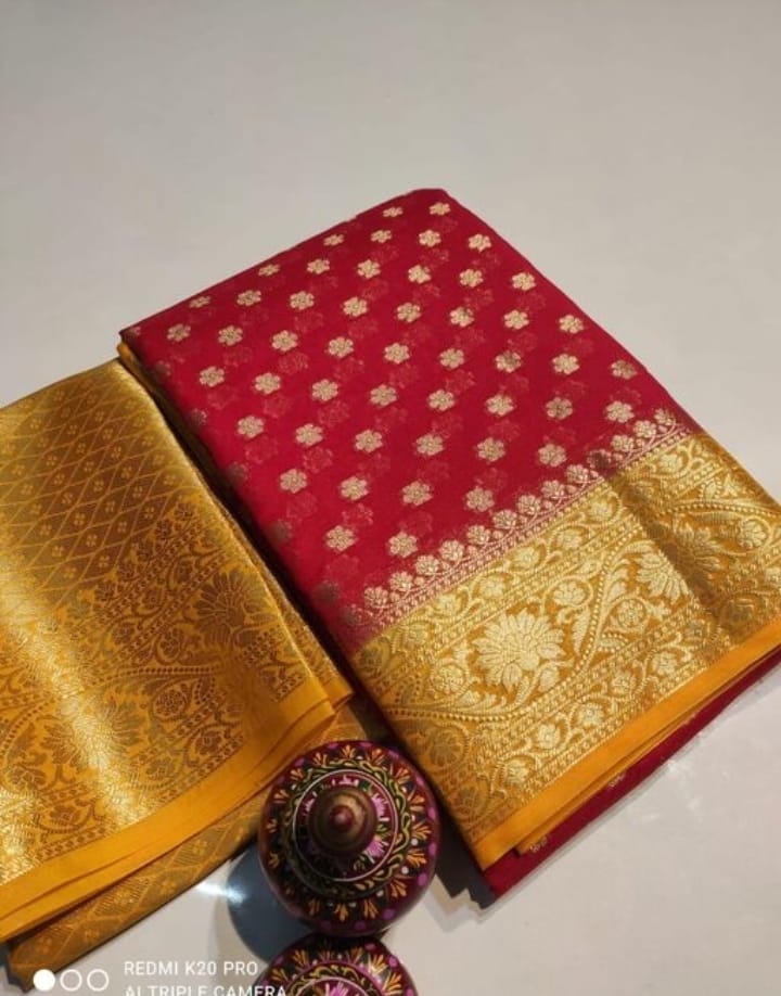 Banarasi Semi Georgette Soft Silk  Saree - Image 5