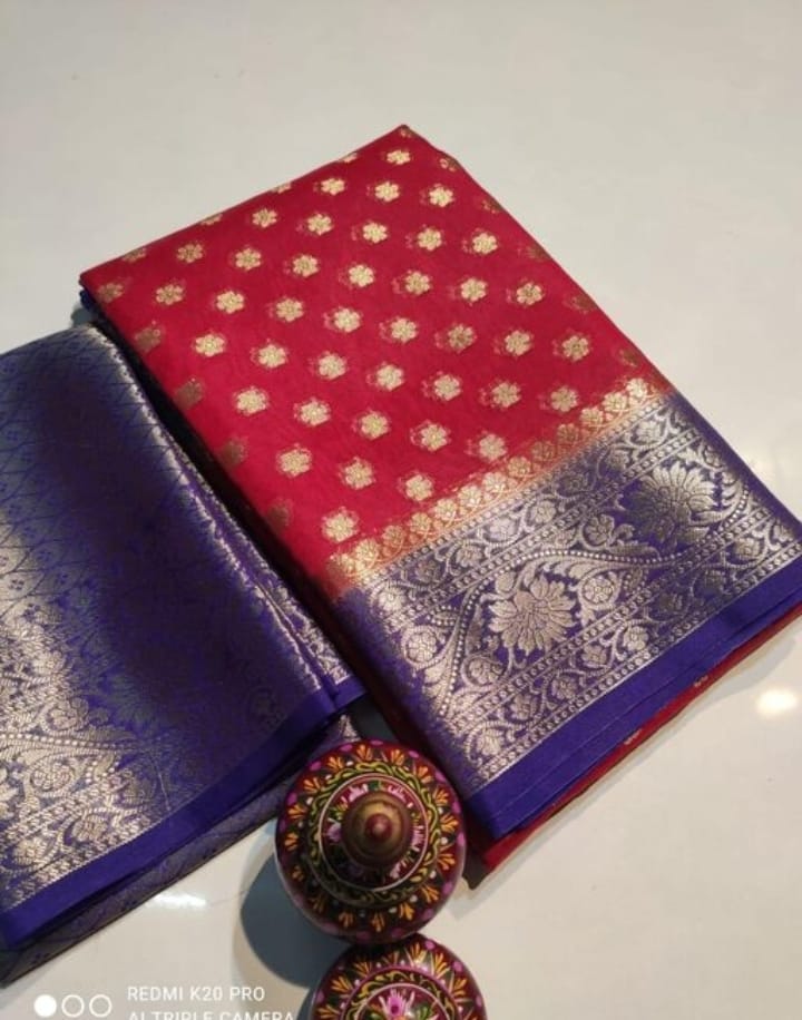 Banarasi Semi Georgette Soft Silk  Saree - Image 6