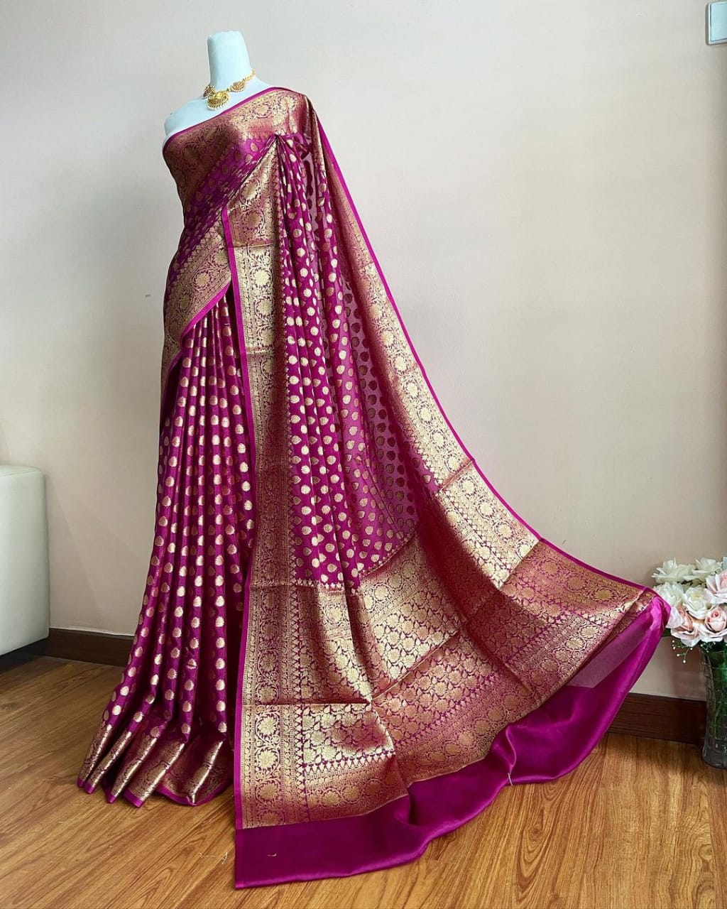 Banarasi Semi Georgette Soft Silk Saree - Image 9