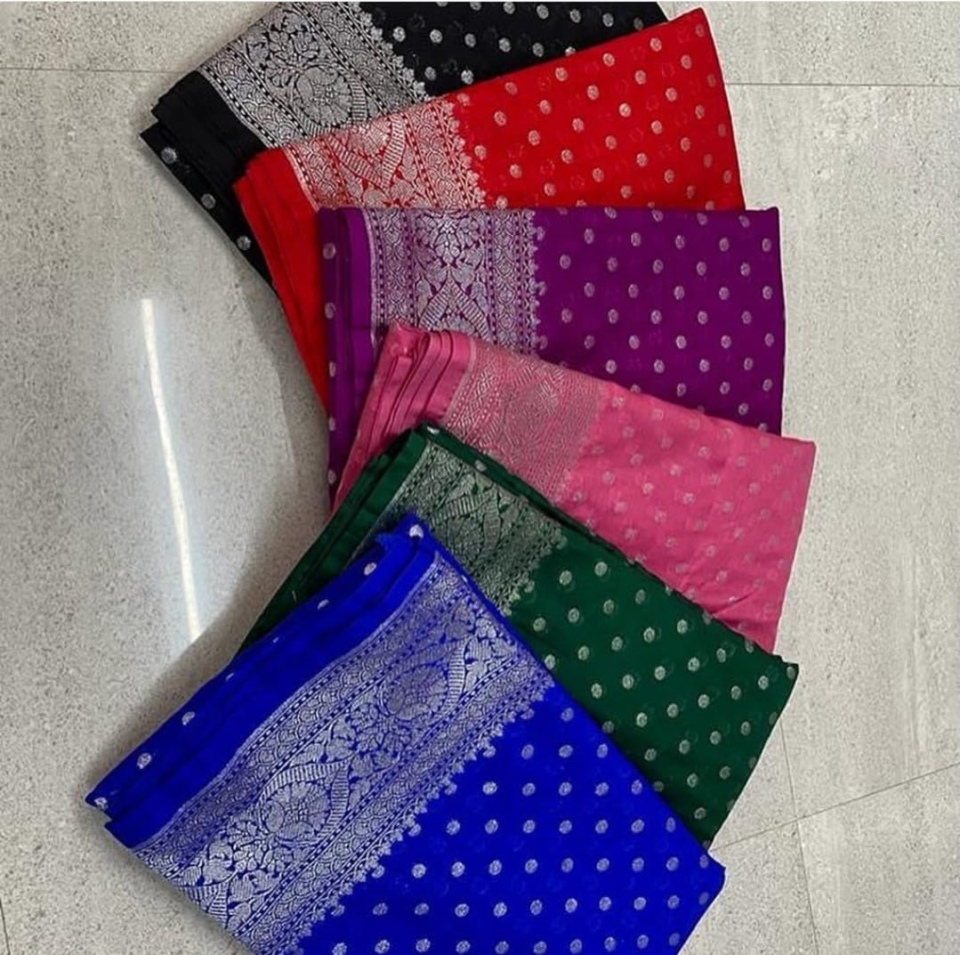 Banarasi Semi Katan Georgette Soft Silk Saree - Image 4