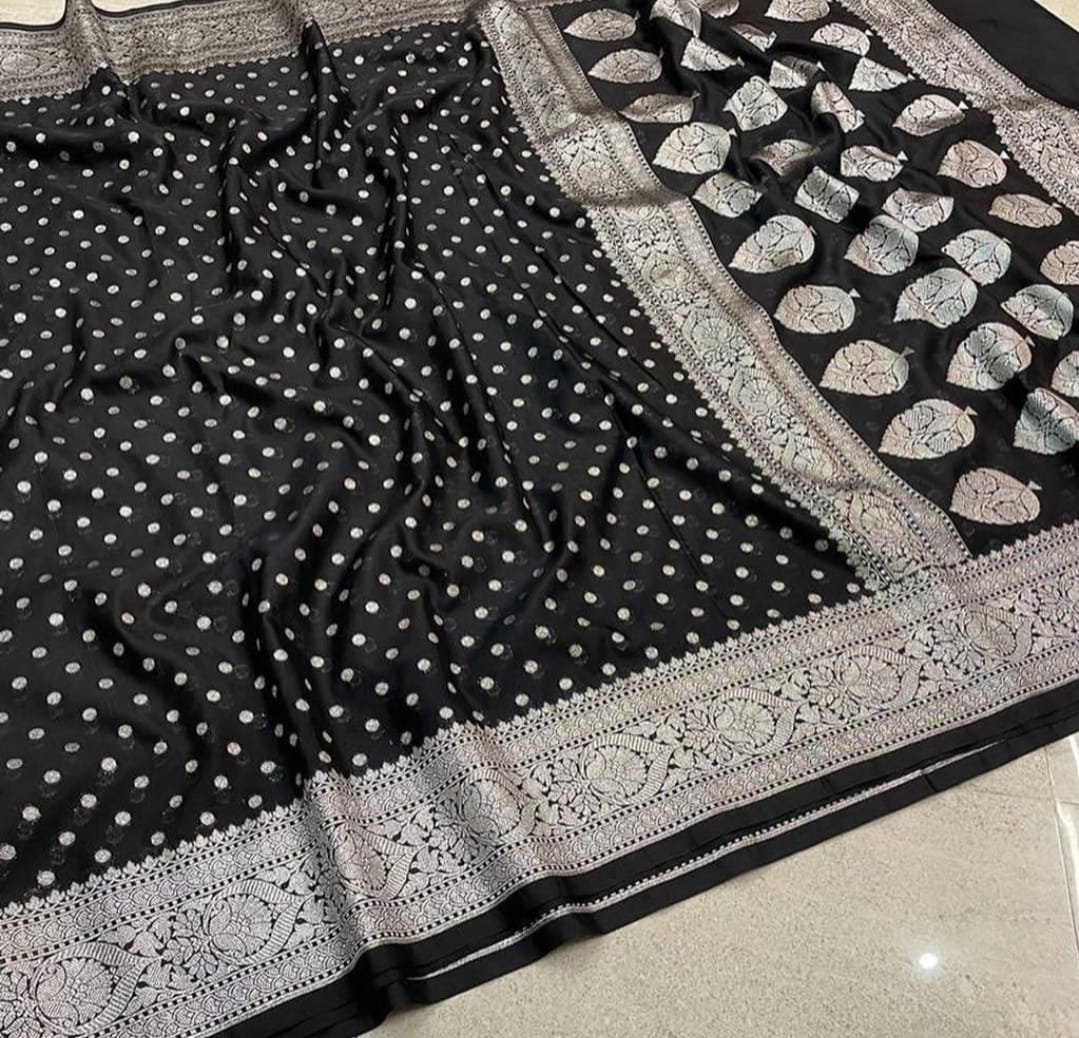 Banarasi Semi Katan Georgette Soft Silk Saree - Image 6