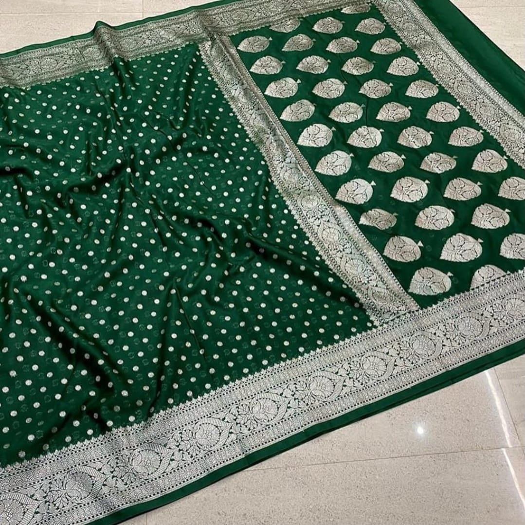 Banarasi Semi Katan Georgette Soft Silk Saree - Image 7