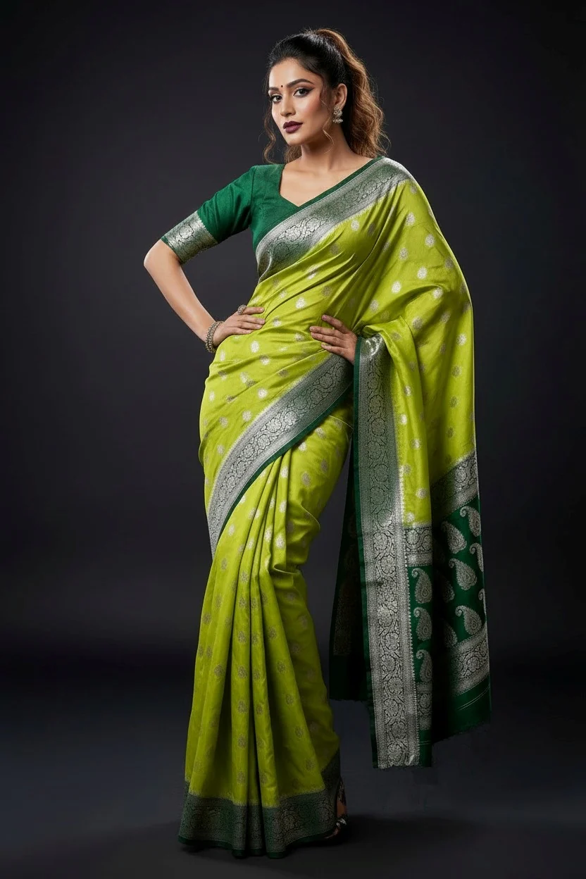 Banarasi Semi Katan Silk saree - Image 10