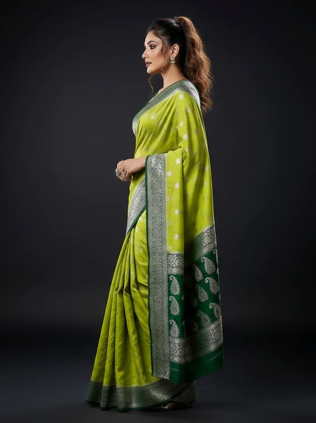 Banarasi Semi Katan Silk saree - Image 11