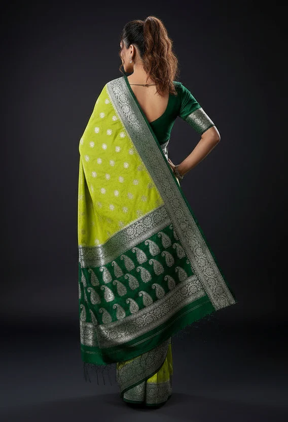Banarasi Semi Katan Silk saree - Image 12