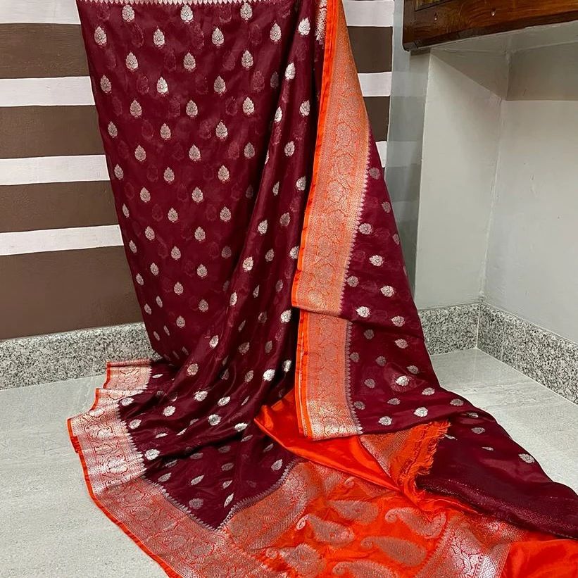 Banarasi Semi Katan Silk saree - Image 3