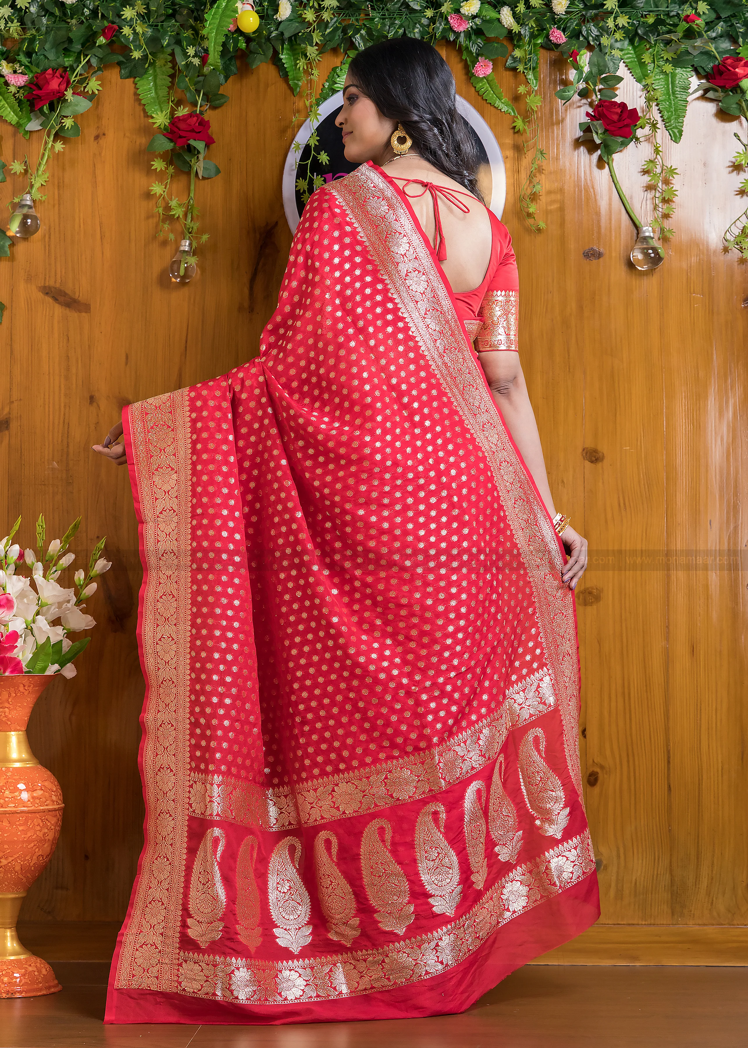 Banarsi semi katan silk Saree - Image 3