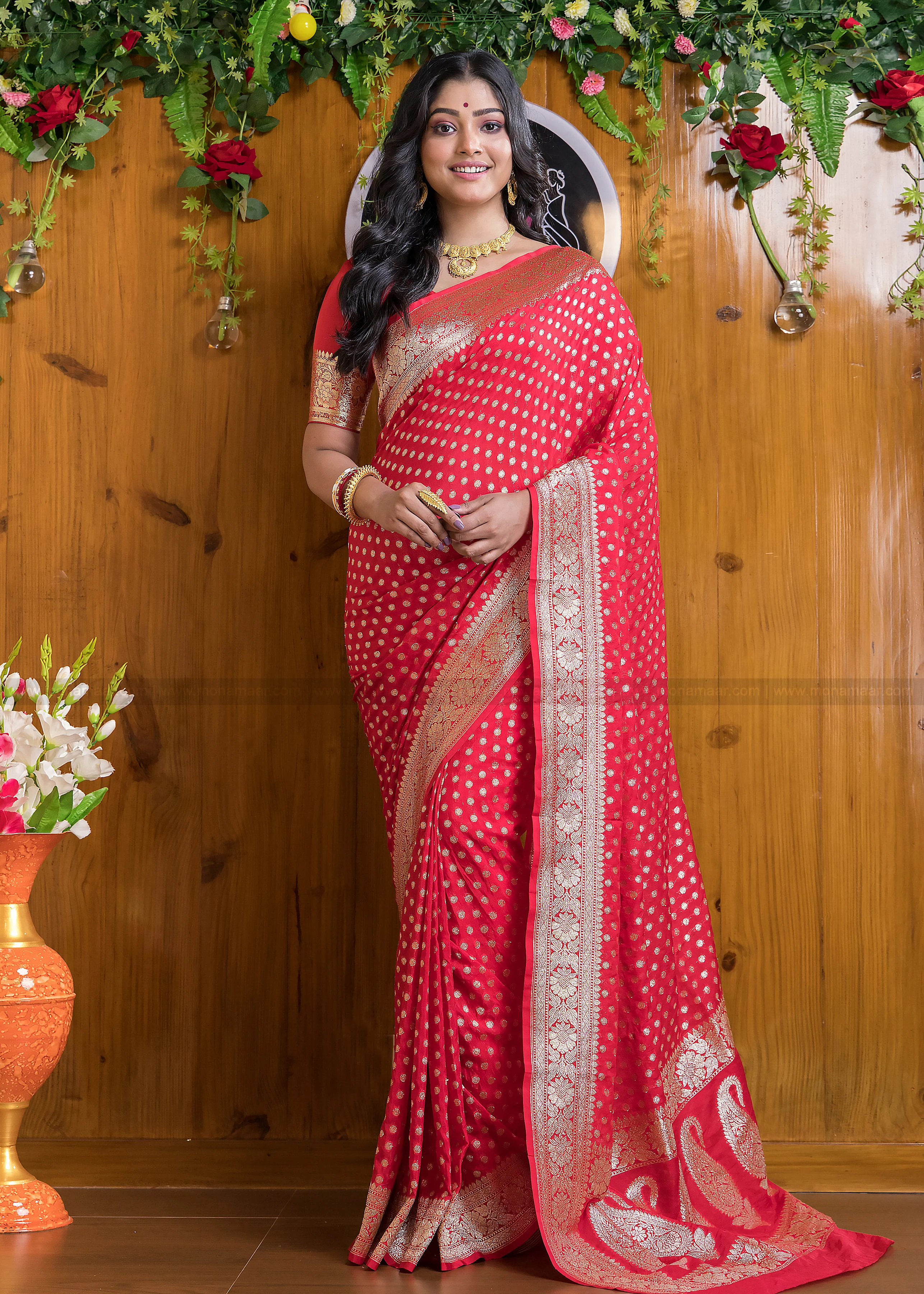 Banarsi semi katan silk Saree - Image 4