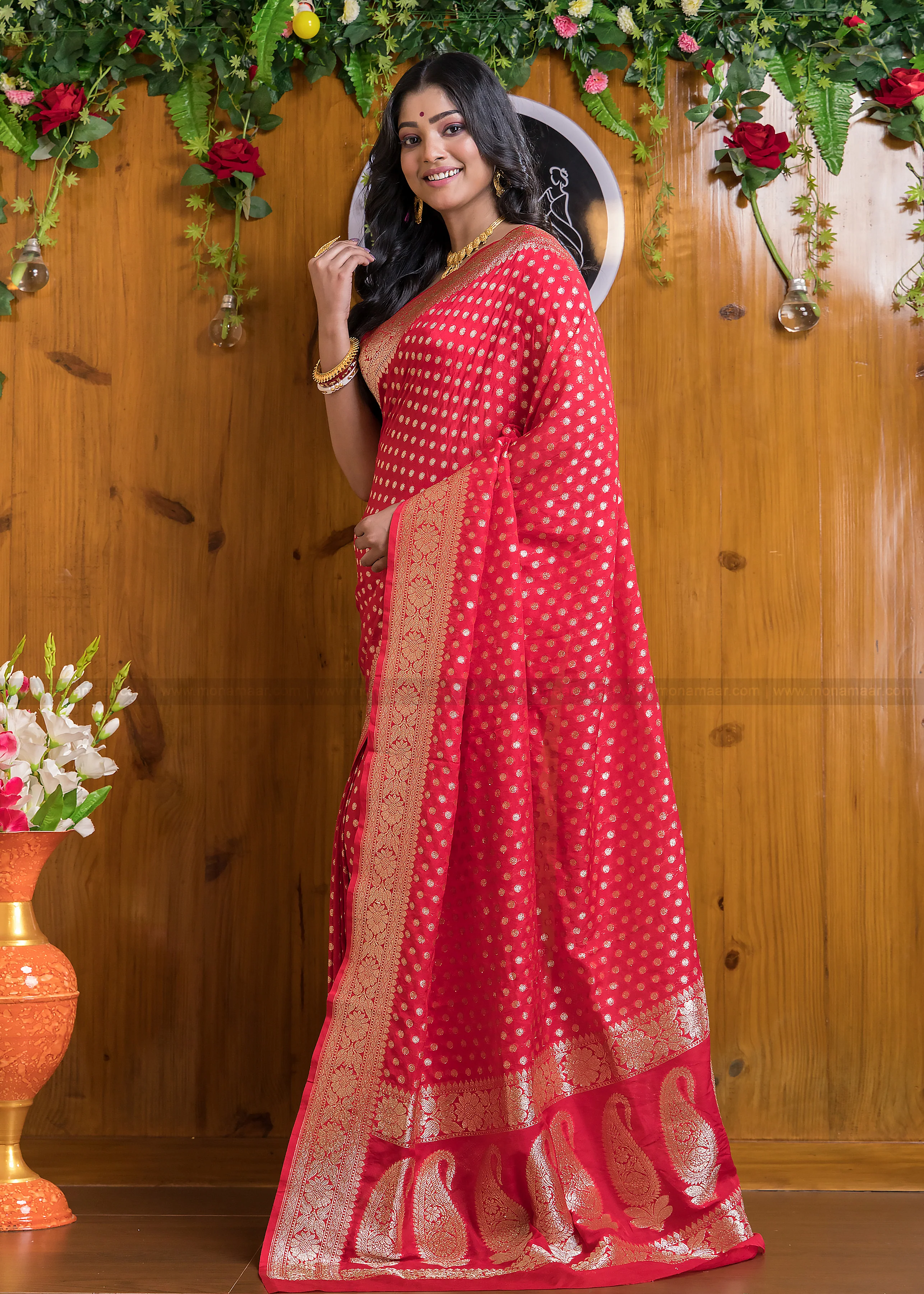 Banarsi semi katan silk Saree - Image 5