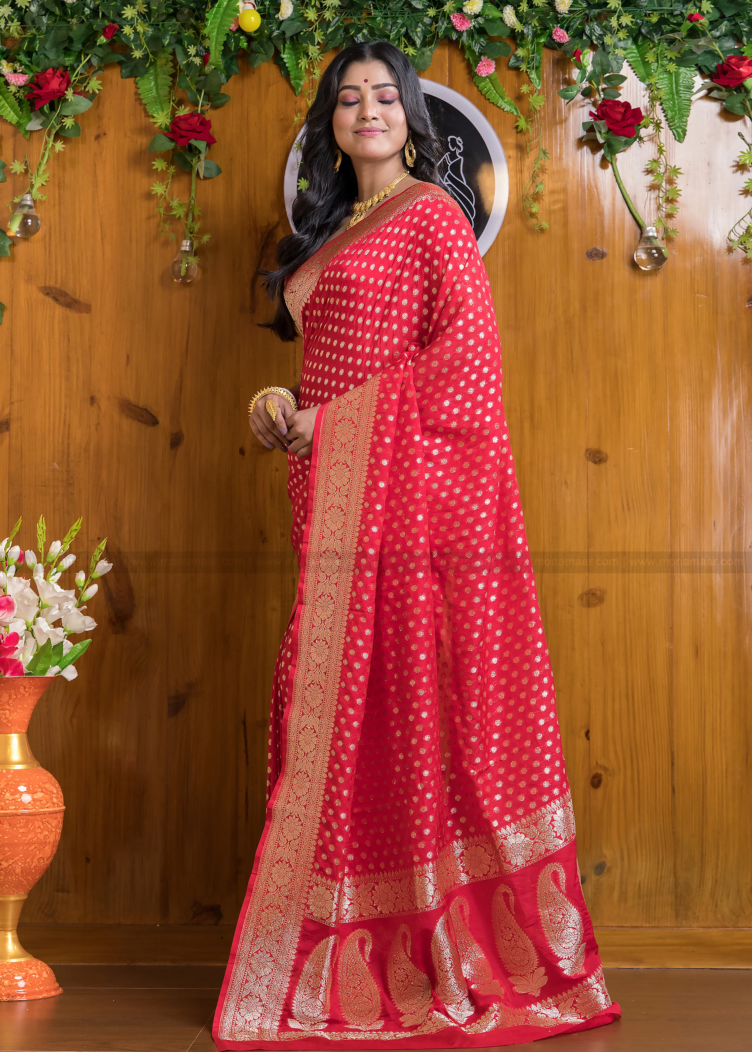 Banarsi semi katan silk Saree - Image 6