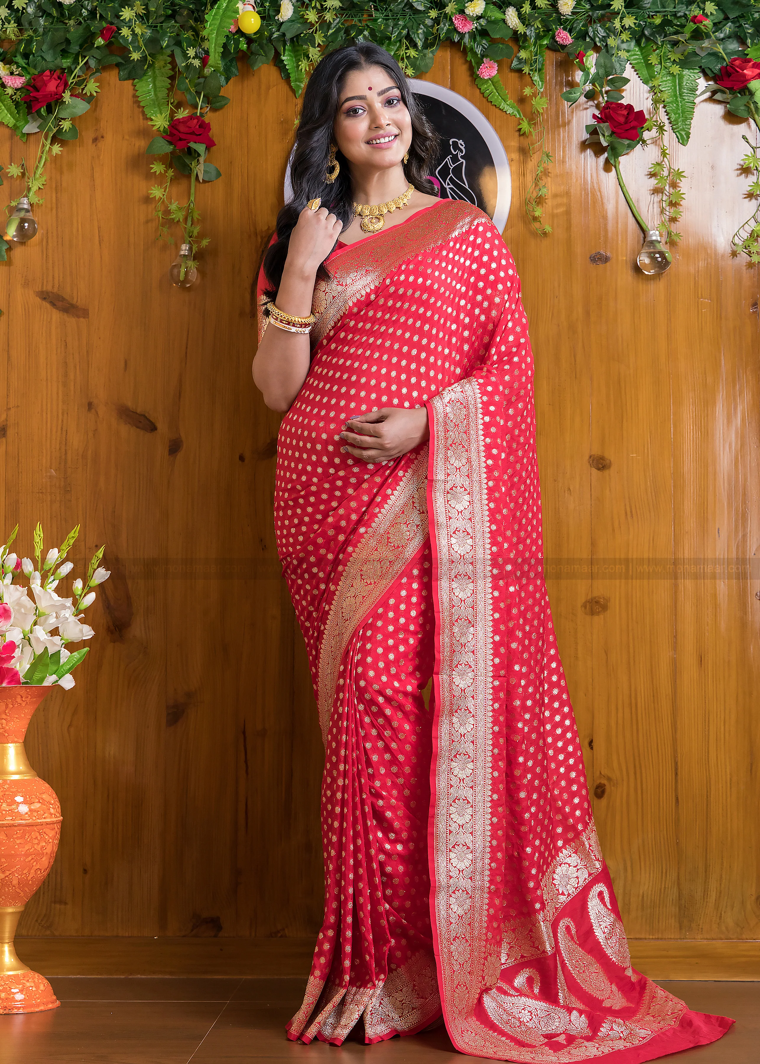 Banarsi semi katan silk Saree - Image 7