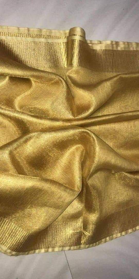 Pure Handwoven Tissue Linen Saree - Image 5