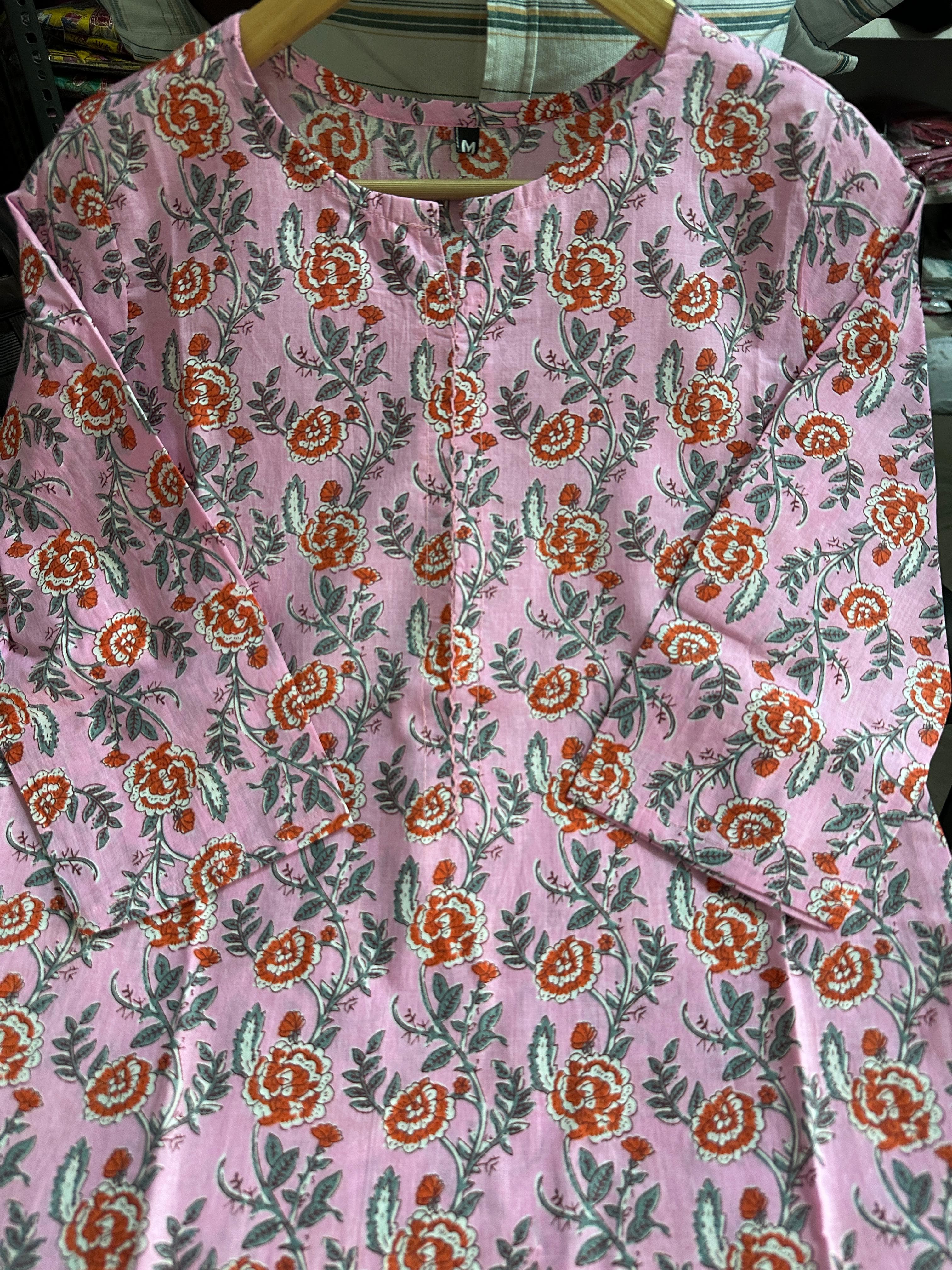 City Heart Pink Cotton Kurti Set - Image 4