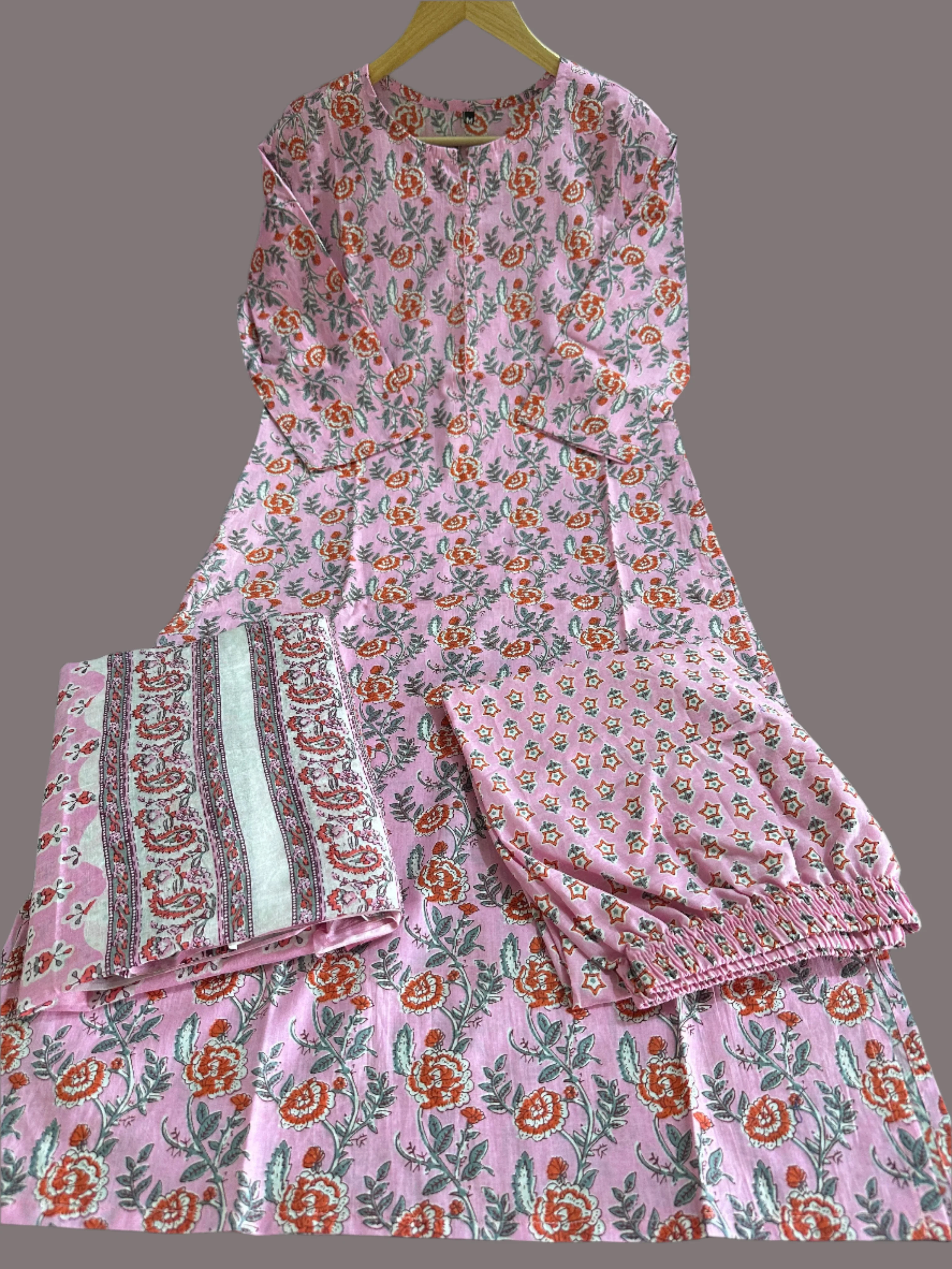 City Heart Pink Cotton Kurti Set - Image 5