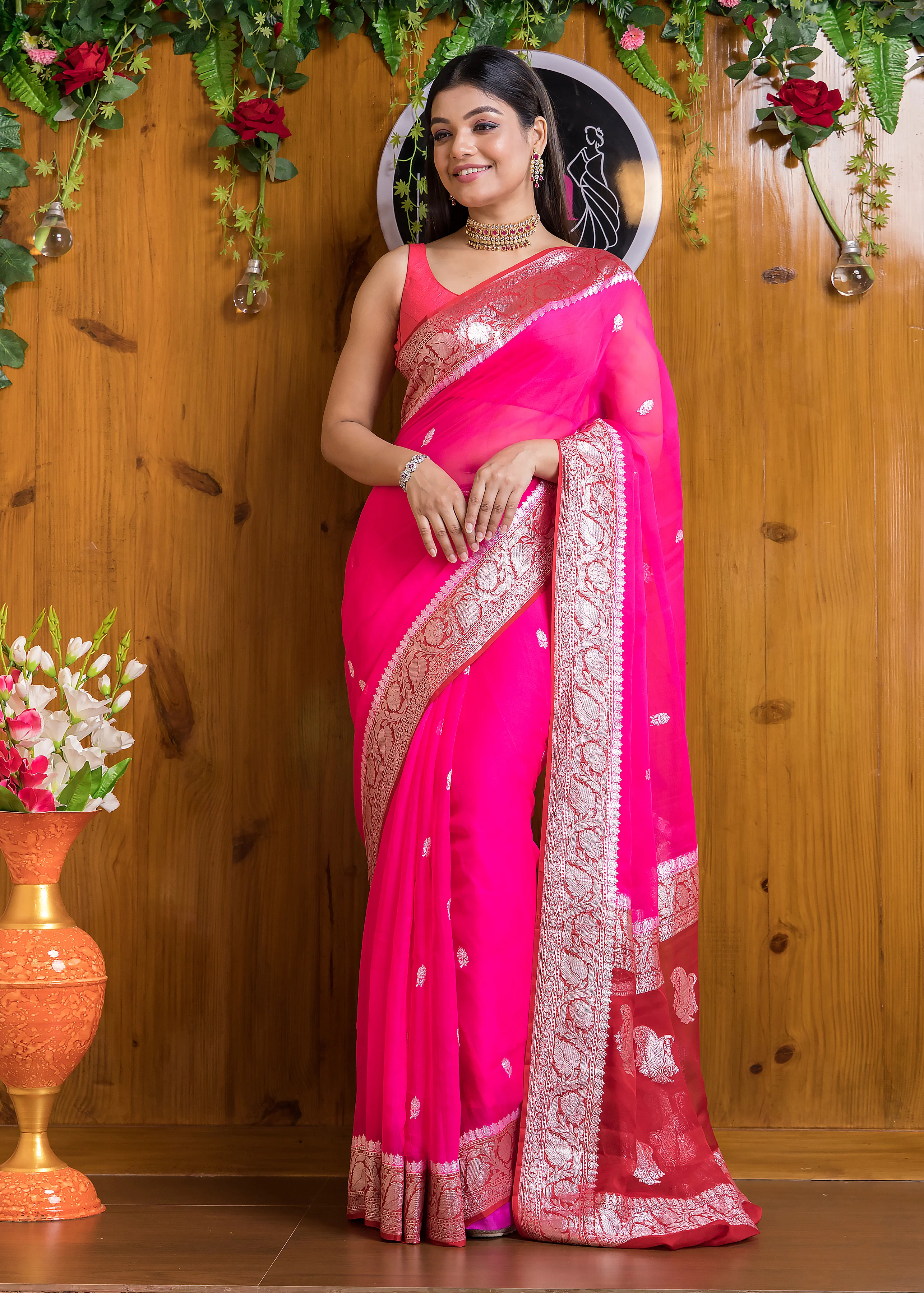 Double Cuddle Khaddi Chiffon Banarasi saree - Image 4