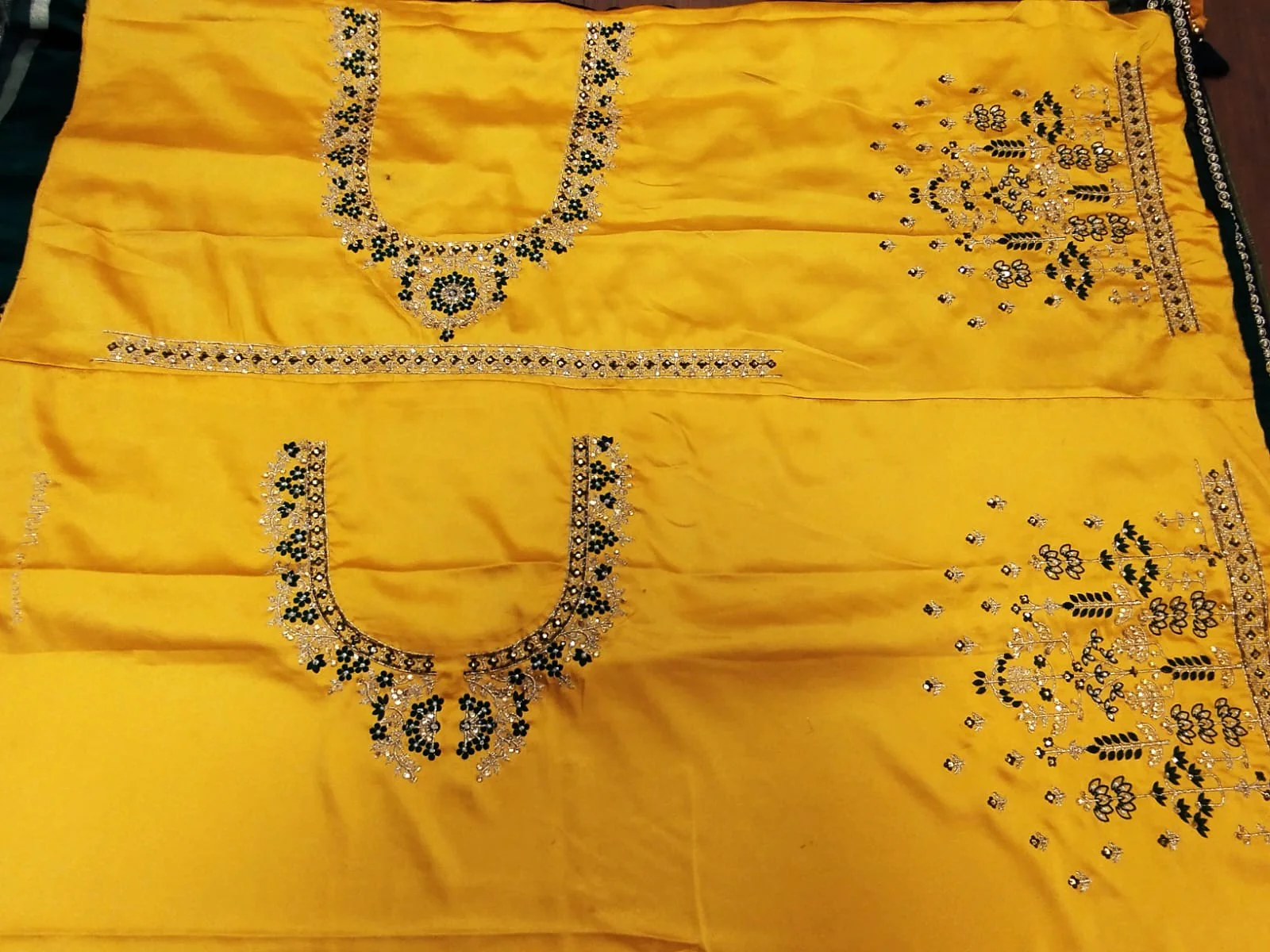 Emerald Elegance Satin Silk Banarasi Saree - Image 9