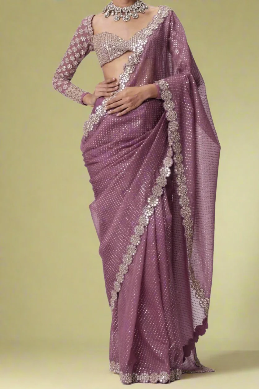Bollywood Block Buster Georgette Saree - Image 4
