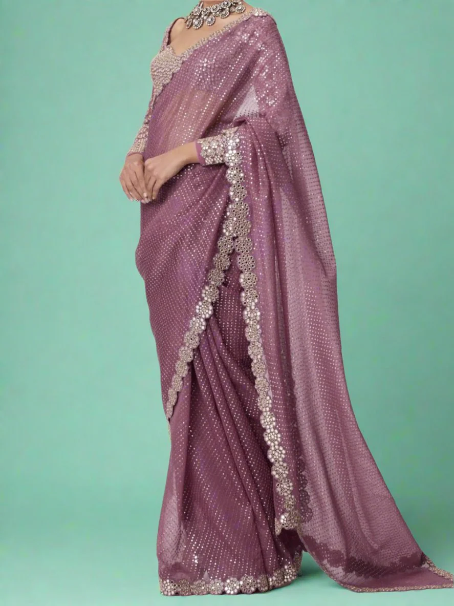 Bollywood Block Buster Georgette Saree - Image 5
