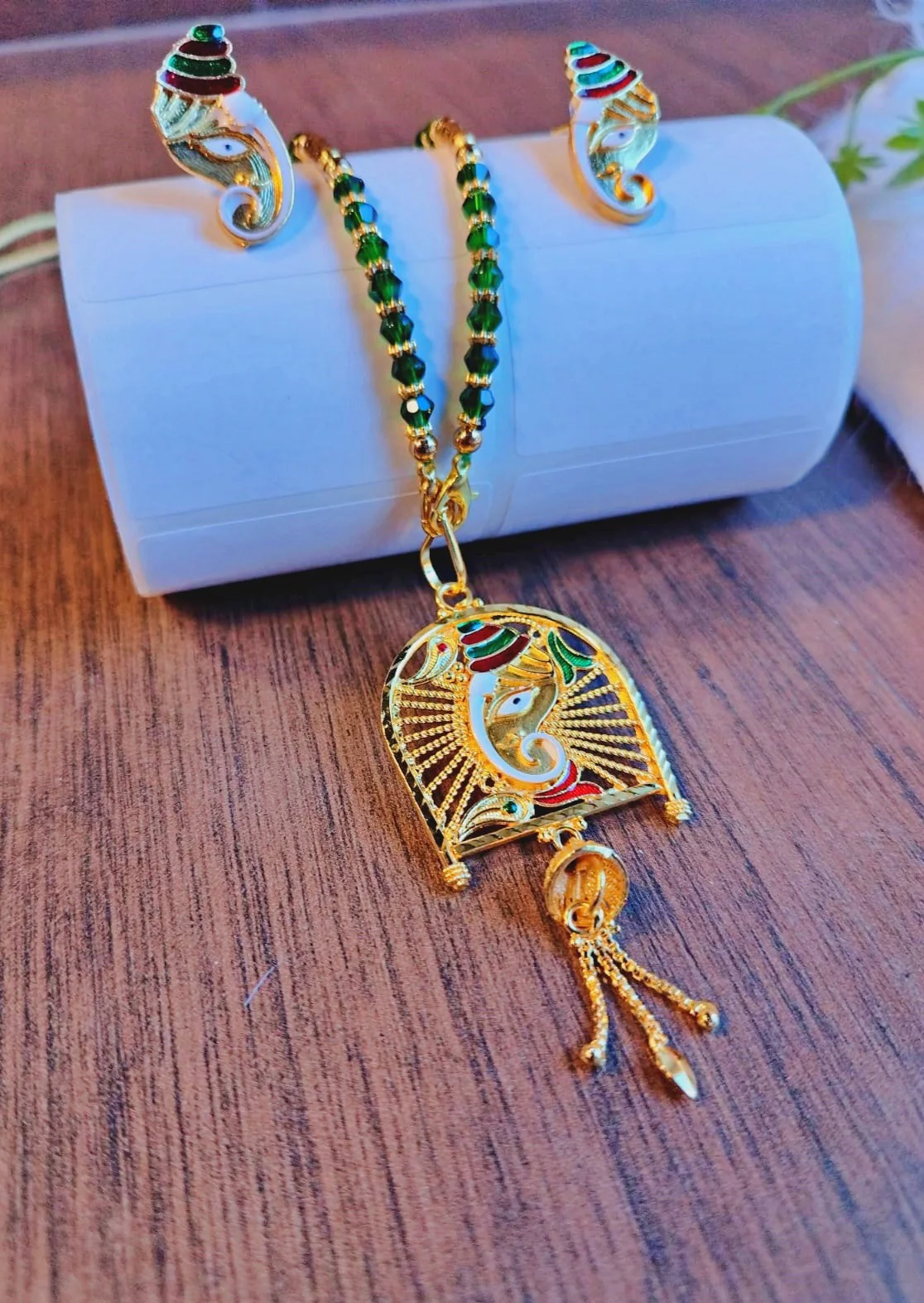 Ganpati Bappa Special Gold Plated Necklace Set - Image 4