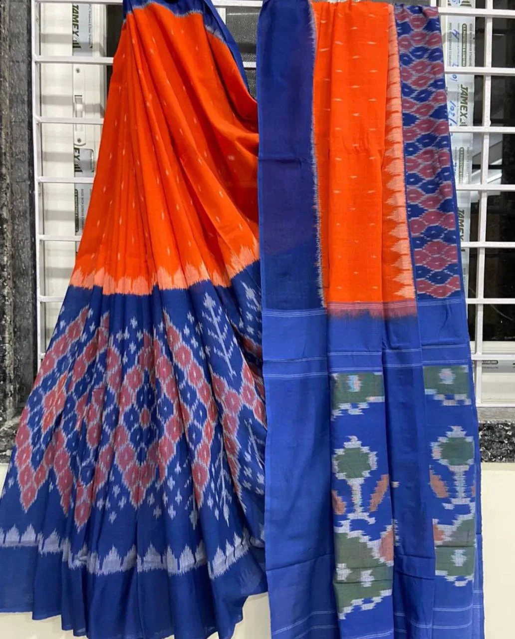 Ikkat Print Linen Saree - Image 3