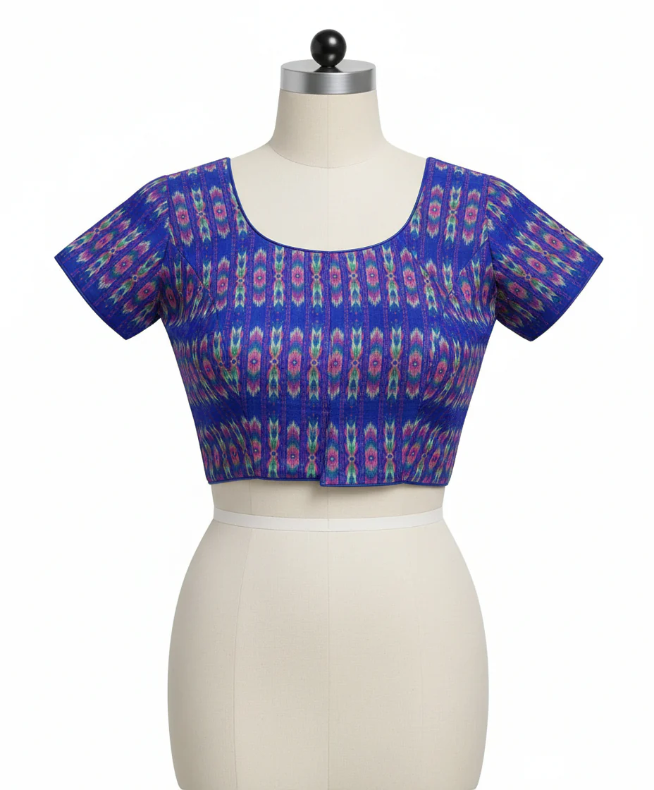 Ikkat Print Linen Saree - Image 7