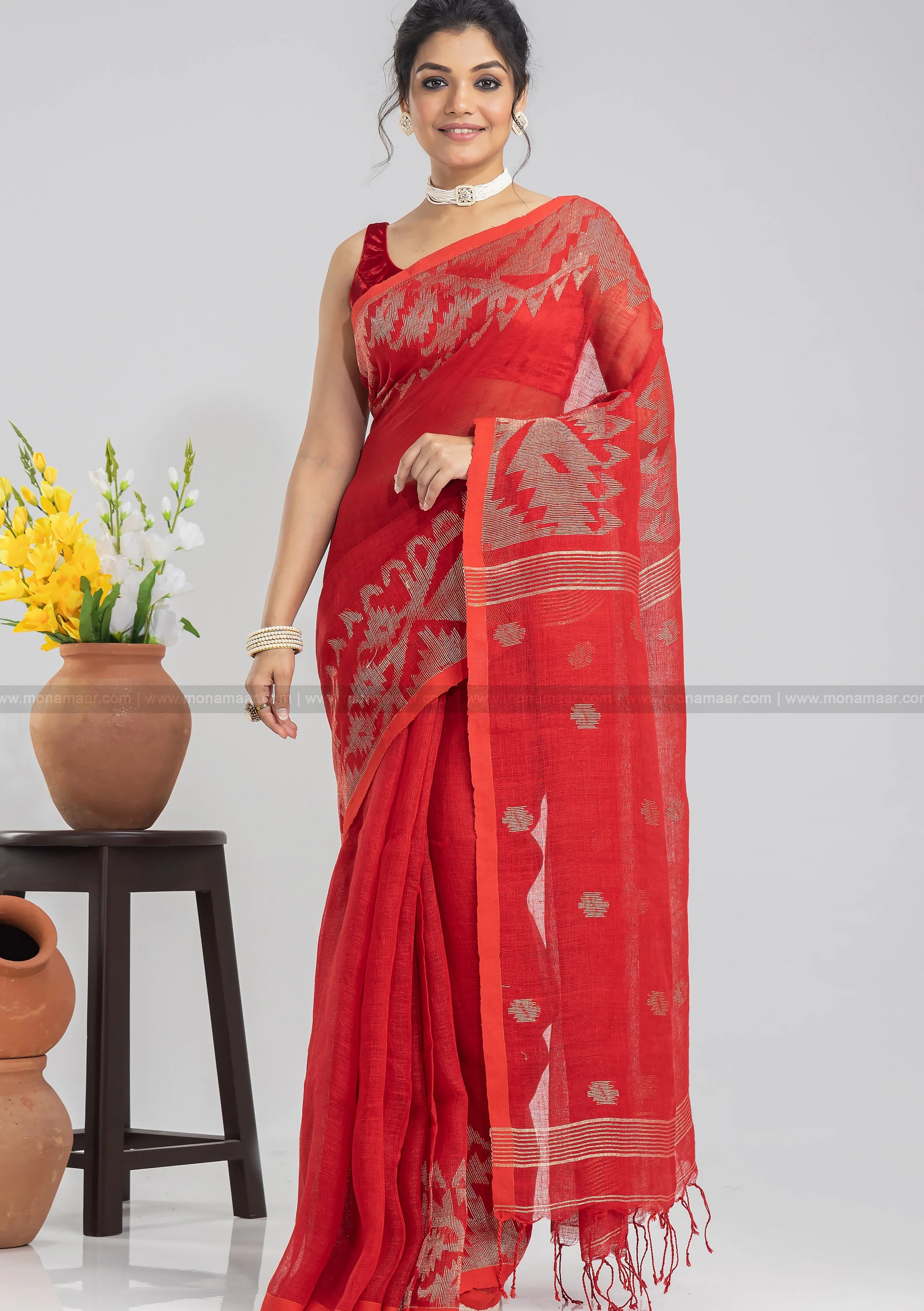 Karat Linen Jamdani Saree - Image 7