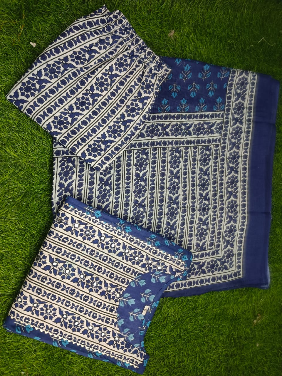 Keep Shining Blue Cotton Kurti Set - Image 5