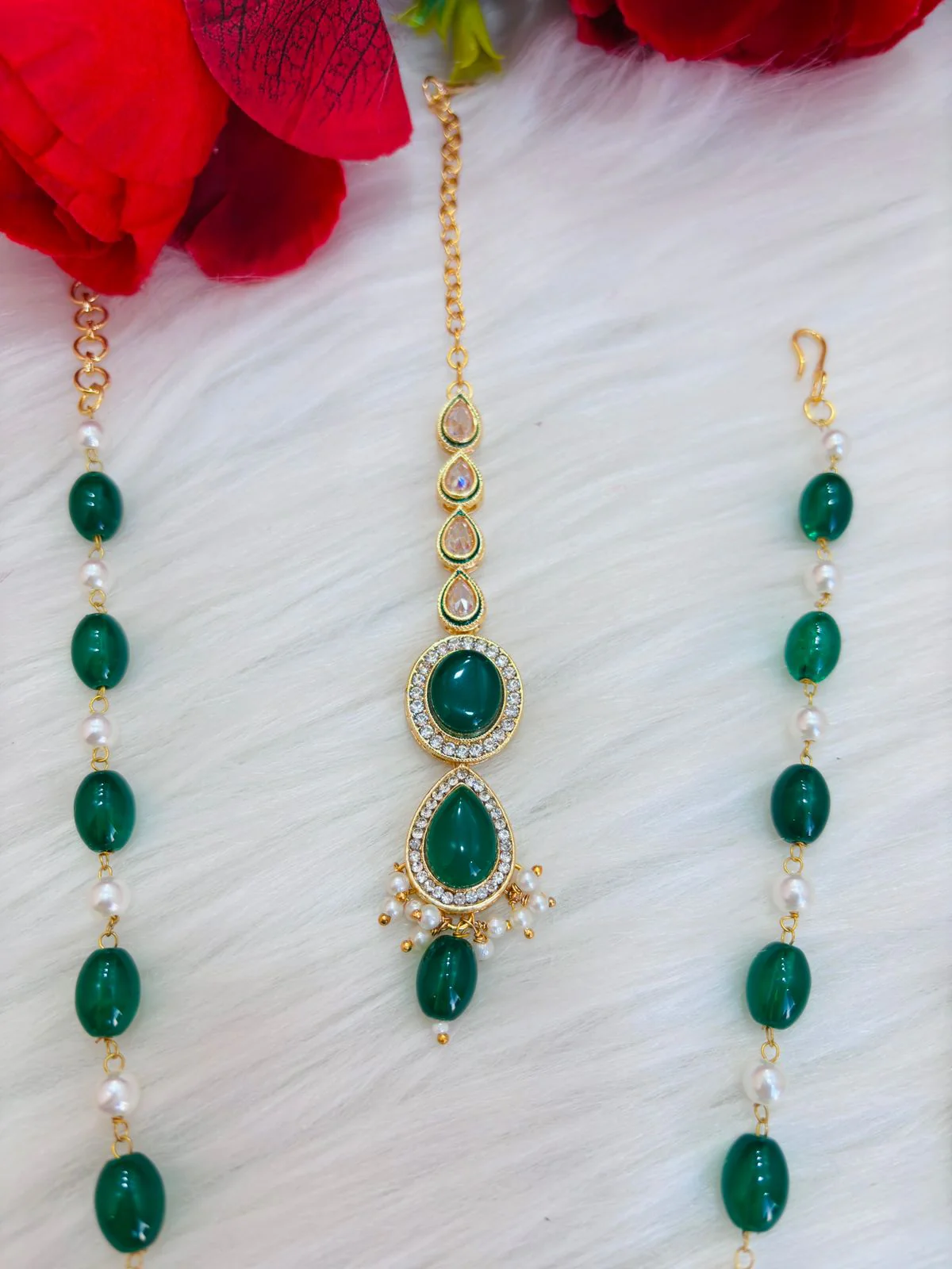 Green Art Of Kundan [ Royal Set ] - Image 4