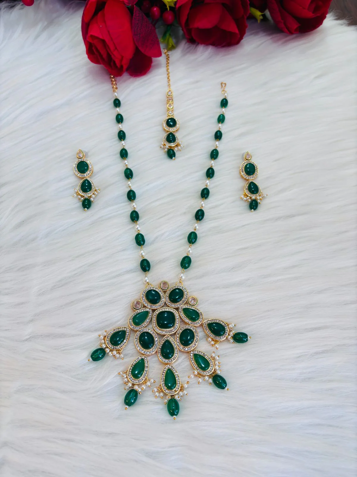 Green Art Of Kundan [ Royal Set ] - Image 5