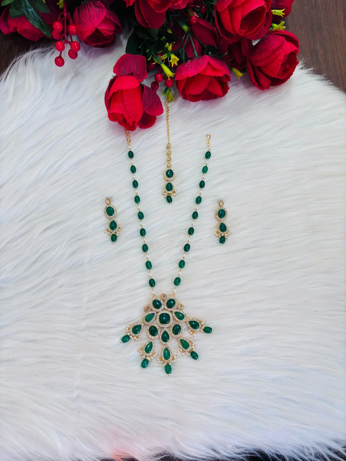 Green Art Of Kundan [ Royal Set ] - Image 6