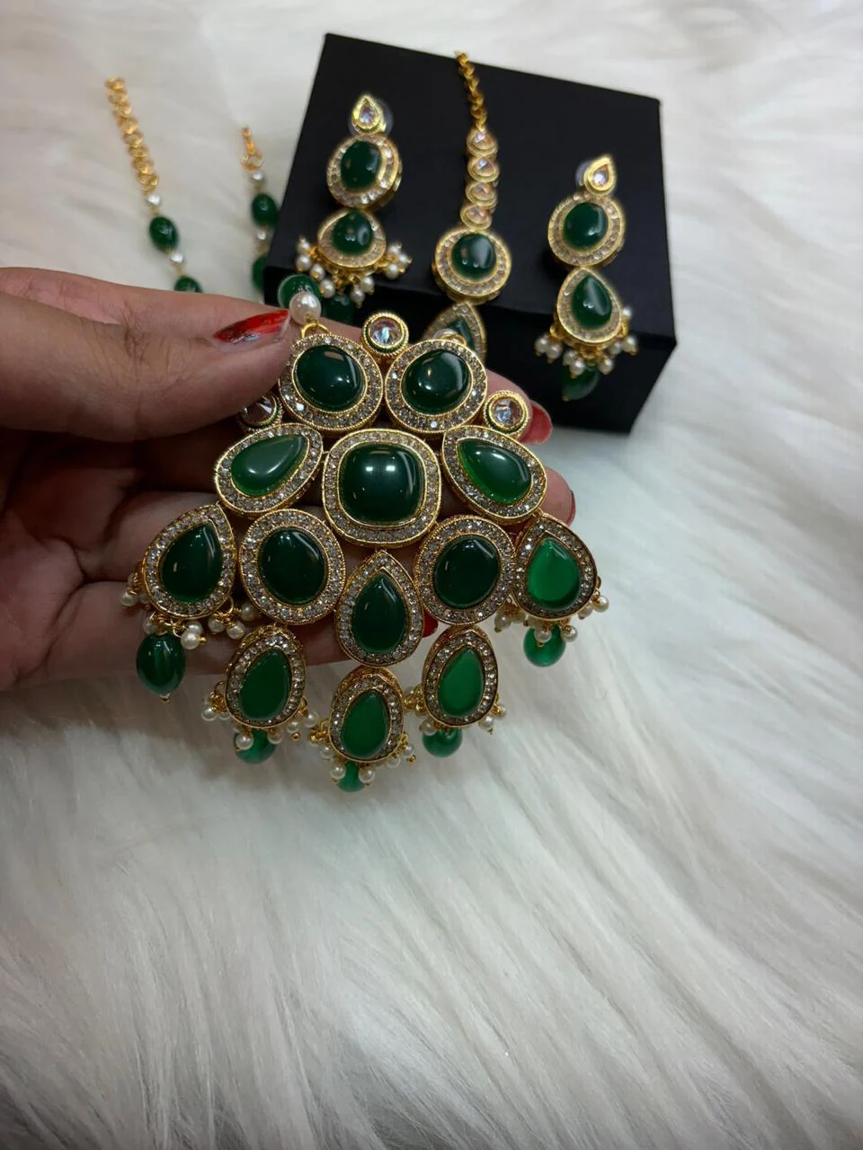 Green Art Of Kundan [ Royal Set ] - Image 7