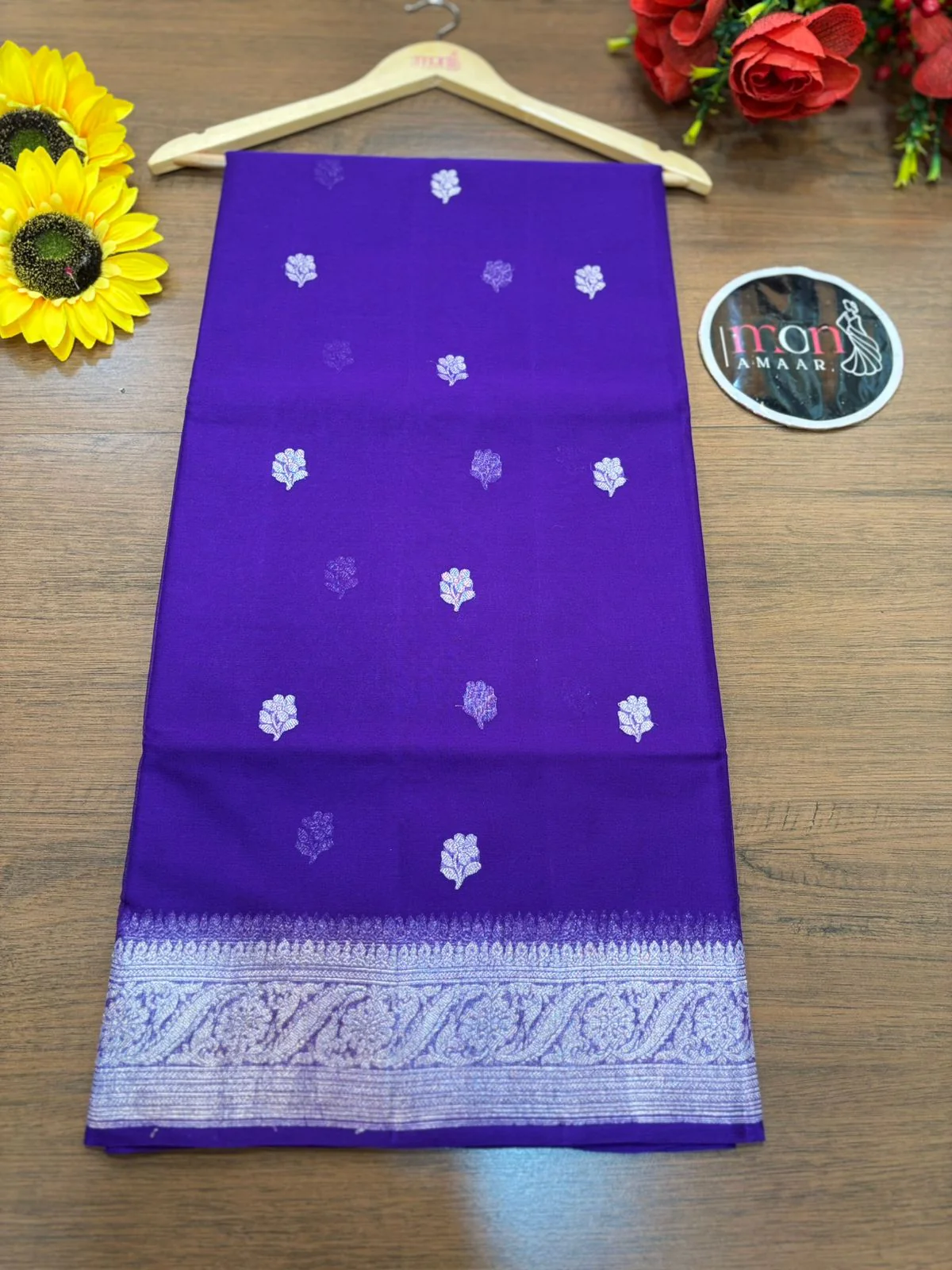 Legacy Of Khaddi Chiffon Handloom Banarasi Saree [Purple] - Image 3