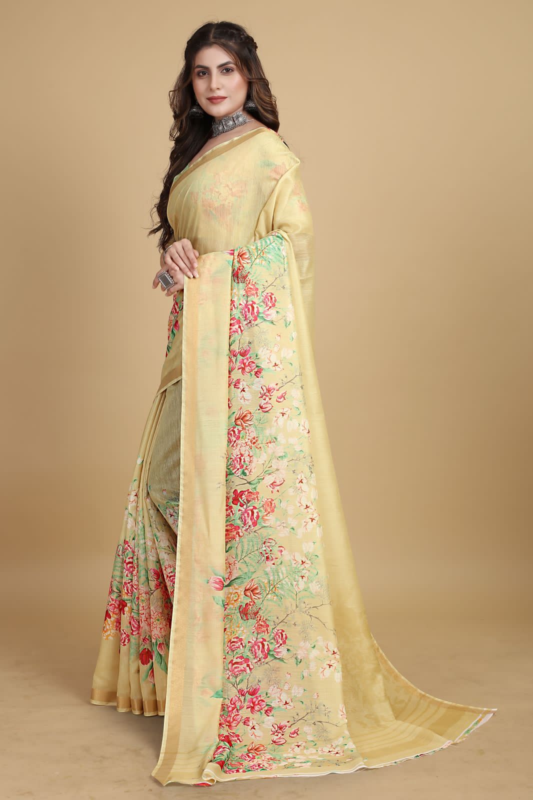 Meadow of Roses Fancy Chanderi Saree - Image 12