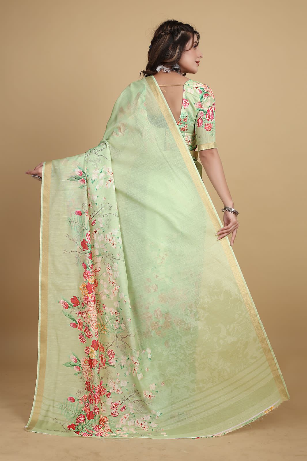 Meadow of Roses Fancy Chanderi Saree - Image 16