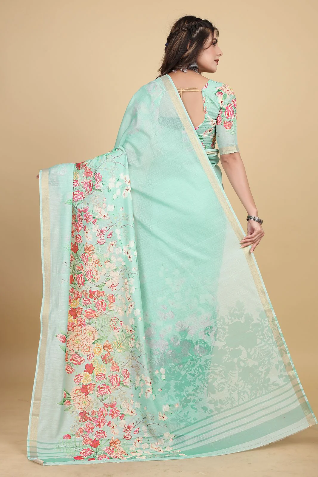 Meadow of Roses Fancy Chanderi Saree - Image 18