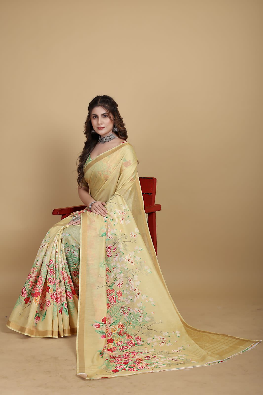 Meadow of Roses Fancy Chanderi Saree - Image 24